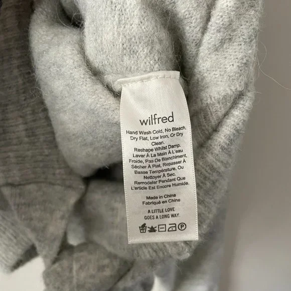 Aritzia Wilfred Lorin Sweater Turtle Neck Long Sleeve Tie Waist Gray Medium - Picture 6 of 7